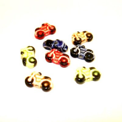 Hot seller multi-colors unique ceramic beads for jewelry making, Motorcycle shaped ceramic bead