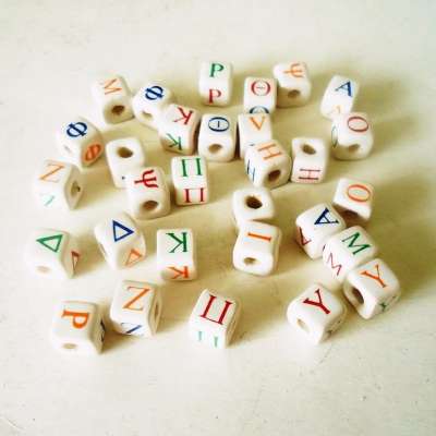 Wholesale Greek alphabet ceramic beads