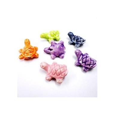 Wholesale Peru solid color ceramic animal beads for jewelry making, One color Large Turtle shaped ceramic beads