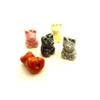 Wholesale Peru solid color ceramic animal beads for jewelry making, One color Pig shaped ceramic beads