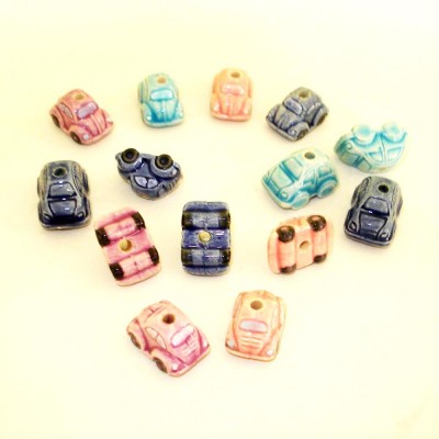 Wholesale multi-colors ceramic beads for jewelry making, Classic VW Car shaped ceramic bead